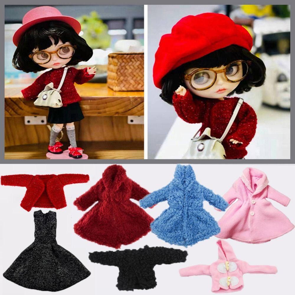 Casual Plush Coat Fashion Tops Dresses Set for 1/6 Doll/29~32cm Doll Clothes Accessories