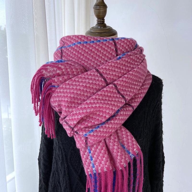 

Шарф для женщин, осень и зима, ощущение высокого класса, имитация кашемира, клетчатая шаль с кисточками, студенческий толстый и теплый шарф 68-180cm