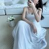 Black Mesh Patchwork Backless Spaghetti Strap Dress for Women, Summer Slimming Slimming Hip-hugging Fishtail French Long Dress