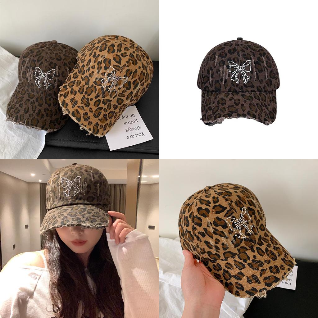 American Retro Leopard Print Embroidered Baseball Cap With Curved Brim For Women Sunshade
