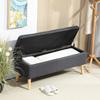 Upholstered Bench with Storage, Bed Bench in Linen Look, Rubberwood, 110 x 39 x 45 cm, Dark Grey
