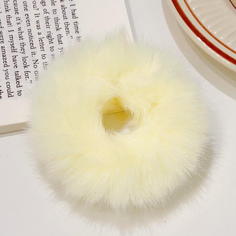 2 Pcs New Colorful Fluffy Hair Band for Women Girls Ponytail Holder Hair Tie Plush Scrunchie Rubber Band Fashion Hair Accessories