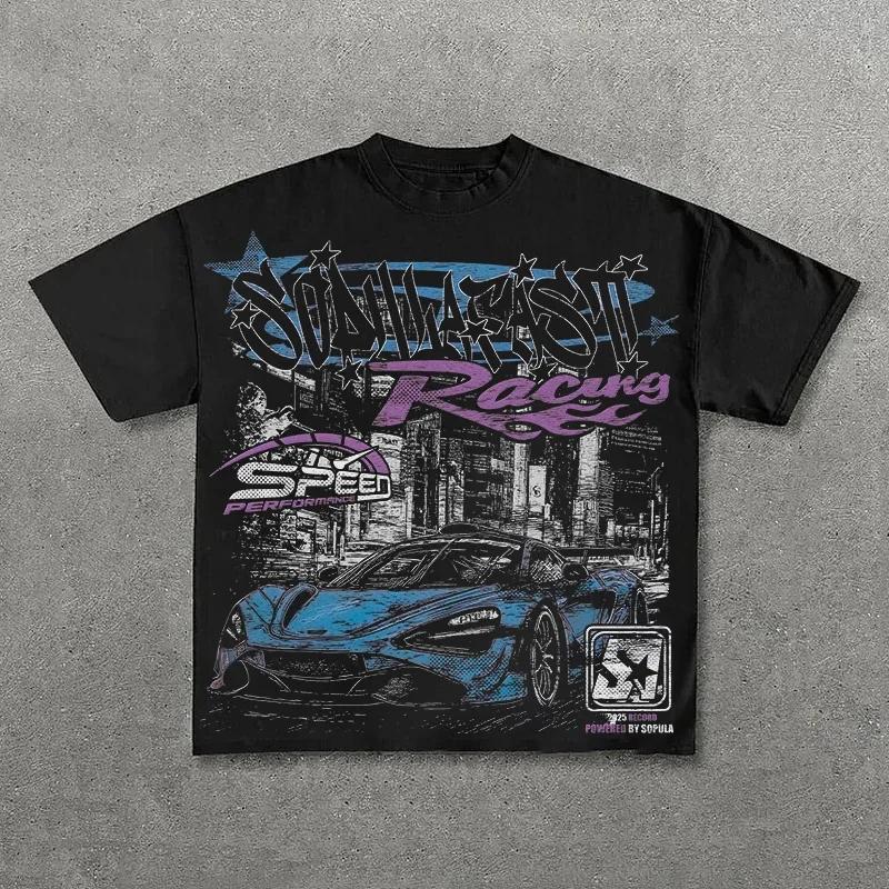 Graphic T-shirt Men Women Vintage Top Hip Hop Streetwear Oversized Tshirt Short Sleeve Casual Clothing Summer Fashion Trendy Tee