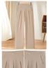 Stylish Ice Silk High Waisted Pants for 50-Year-Old Women - Loose, Elastic, Straight-Leg Summer Casual Wear