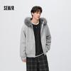 Semir Unisex Winter Hooded Knit Jacket with Faux Fur Trim
