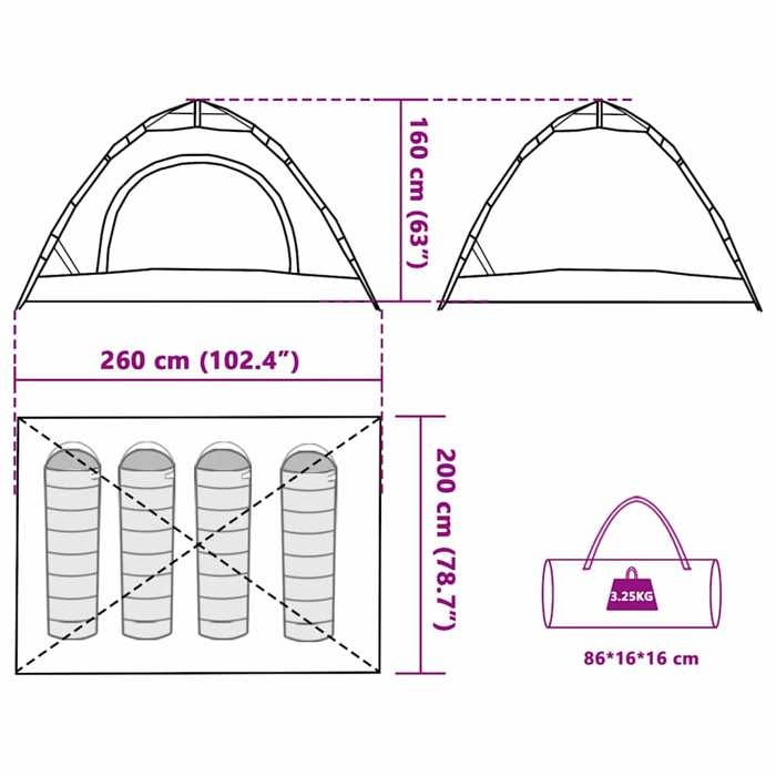 VidaXL Tente de camping 4 personnes tissu occultant libération rapide, tente, abri de camping, abri de jardin, tente de 4004172