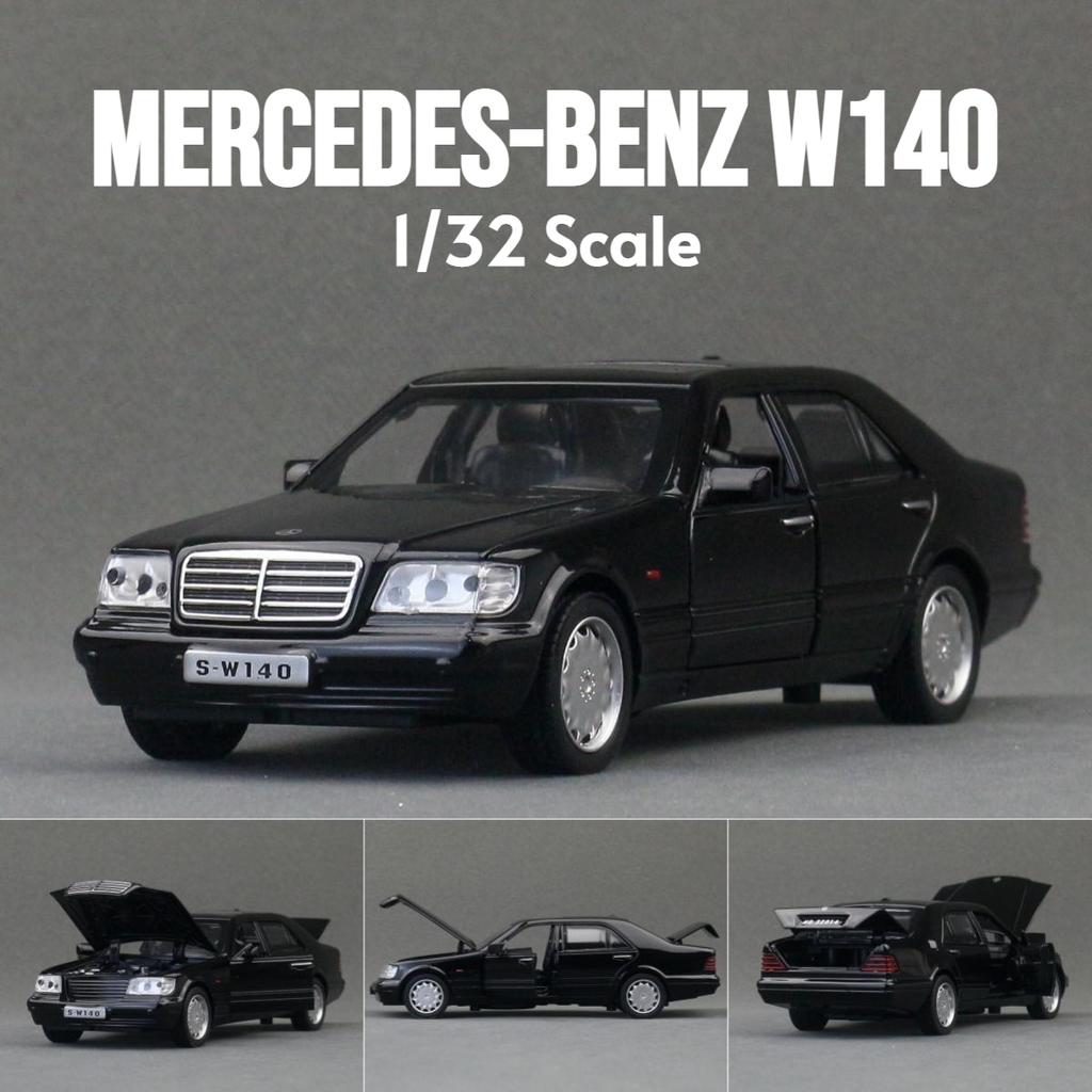1/32 Mercedes-Benz W140 Classical Toy Car Model Diecast Alloy Miniature Sound & Light Pull Back 1:32 Collection Gift for Boy Kid
