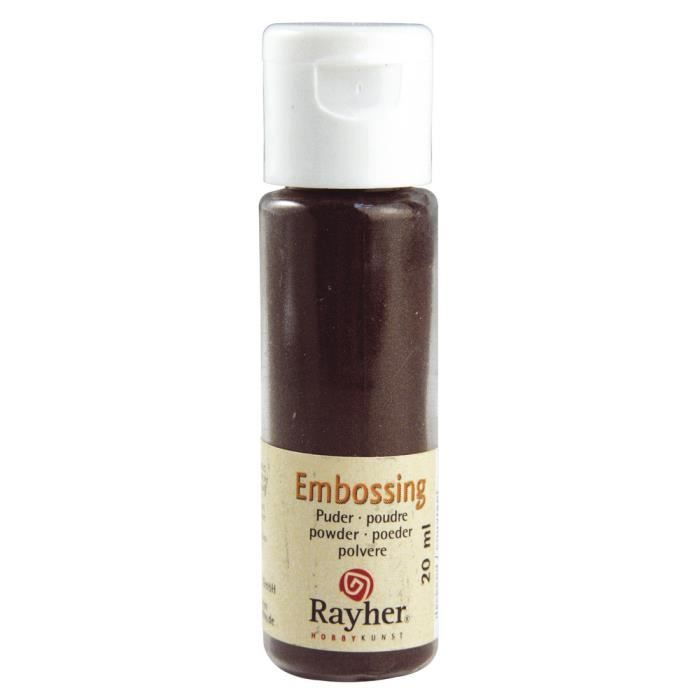 Poudre pour Embossing - RAYHER - Brun foncé - Couvrant - Flacon 20 ml