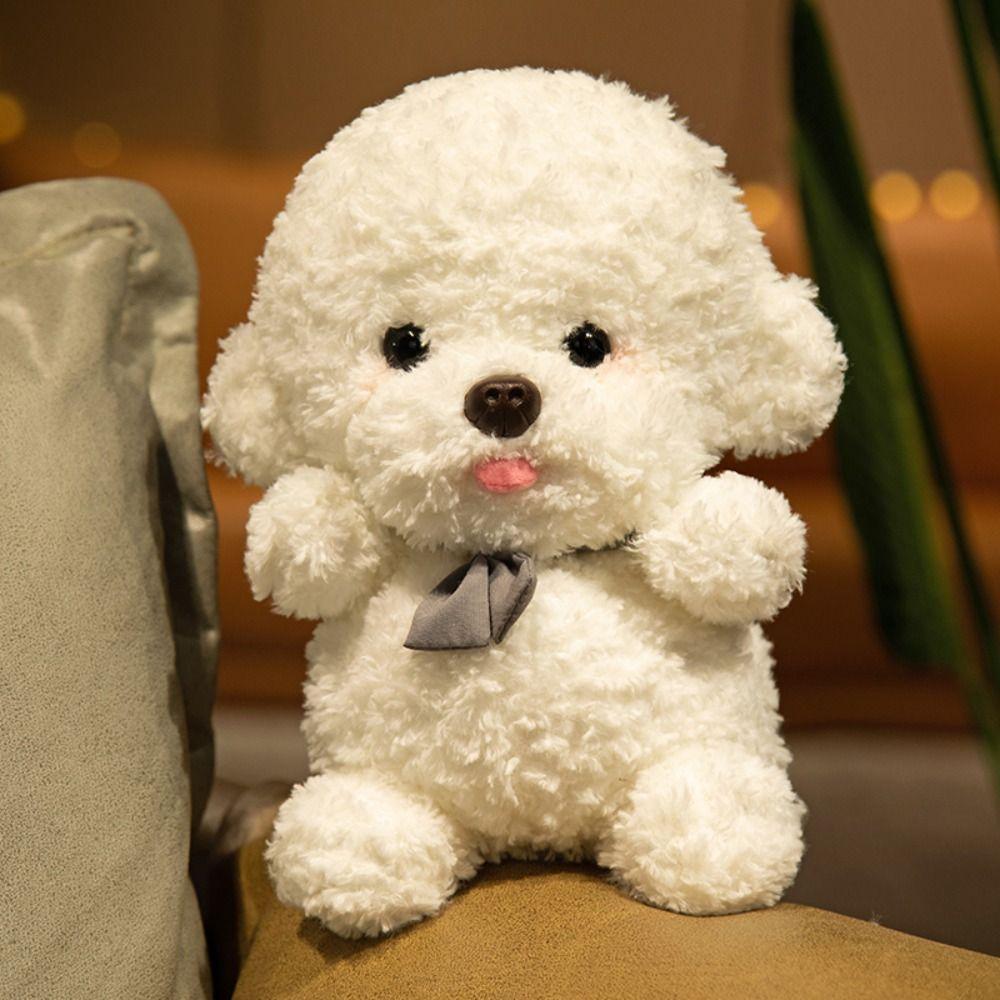 White Gray Bichon Frise Plush Stuffed Animal Puppy Plushies Plush Dog Toy Xmas Birthday Gifts
