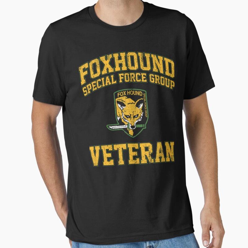 Foxhound Veteran Kojima video game Metal Gear Solid t shirt for men 100 cotton large size Adult tops S6XL S