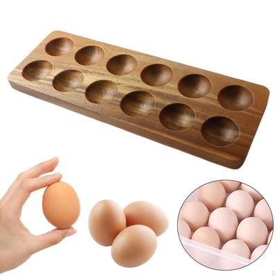 Wooden Egg Holder Display Tray 12 Grids Double Rows Multifunctional Organizer Rack for Farmhouse