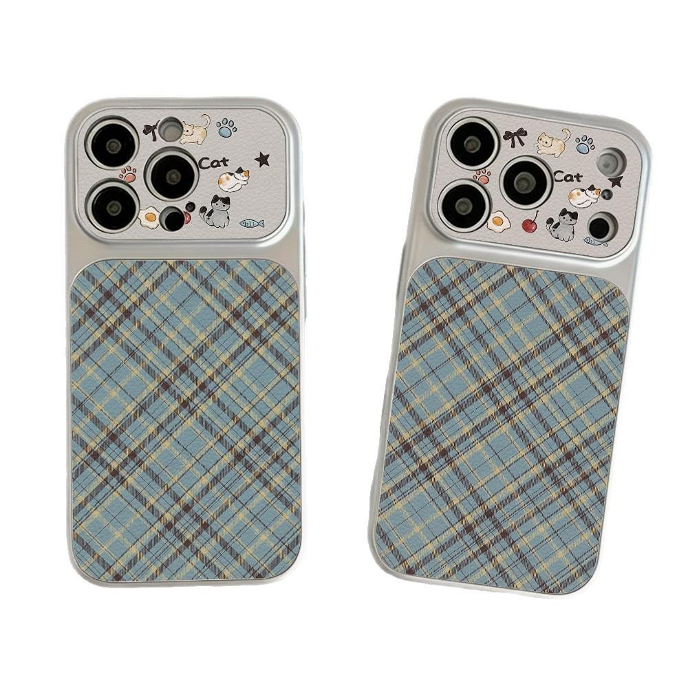 Tilt plaid is suitable for Apple 17 mobile phone case iPhone15promax all-inclusive 16Pro leather pattern 14 simple ins