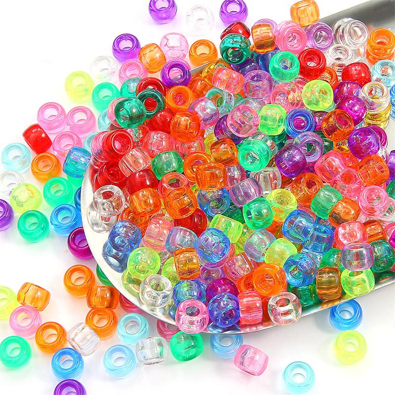 Handmade Bracelet Beads Acrylic Large Hole Barrel Beads Pony Beads Weaving Handmade Diy Bracelet Plastic Beads Jewelry Accessories Beads Loose Beads