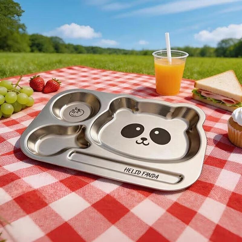 Xinyichu 304 Stainless Steel 3-Compartment Kids Plate