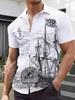 Hawaiian Tropical Dragon Boat Men'S Casual Shirt with Short Sleeves And Button-Up Design for Summer Vacation And Leisure