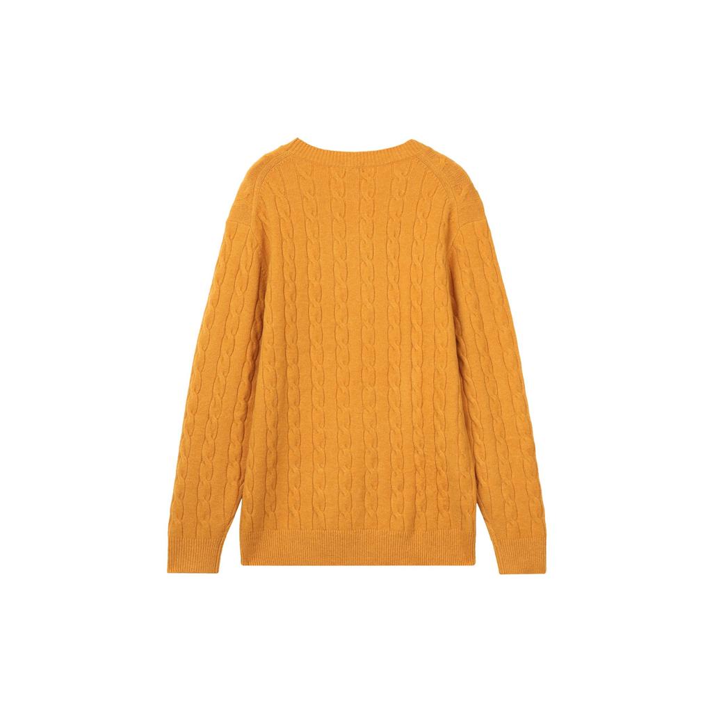 UNIQLO Solid Color Round Neck Pullover Straight Long Sleeve Knit Sweater Men sweater Lemon-Yellow 460950-45