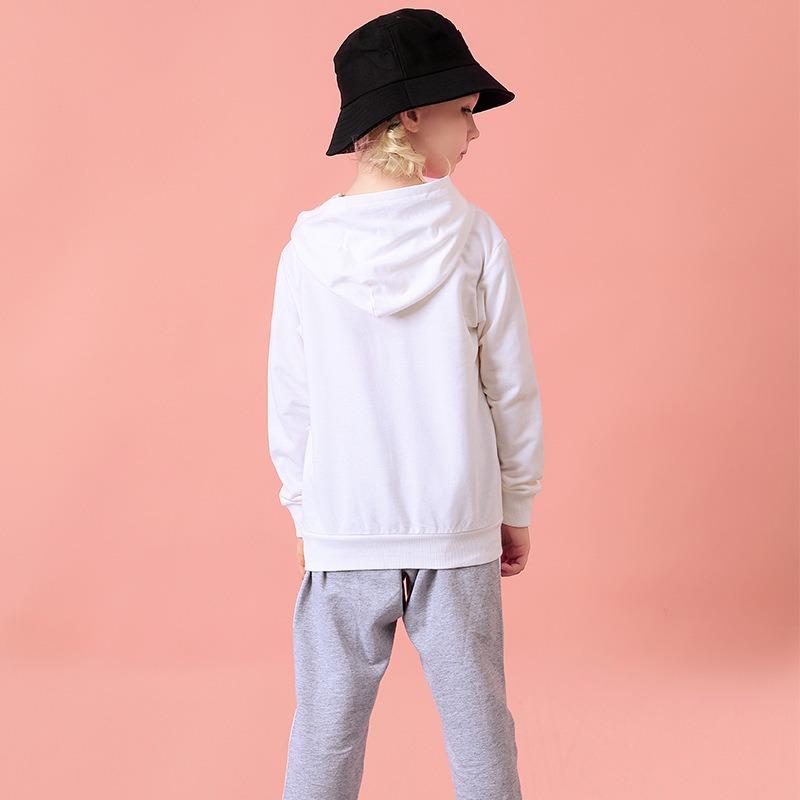 New Spring and Autumn Children's Hooded Pure Cotton Solid Color Sweat