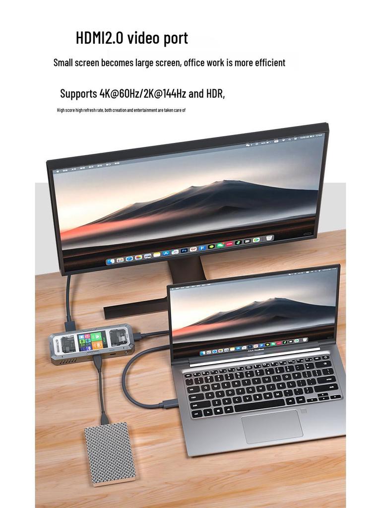 עמדת עגינה חכמה Piva G71 Type-C: HDMI 4K60Hz, Ethernet Gigabit, מפצל מהירות גבוהה