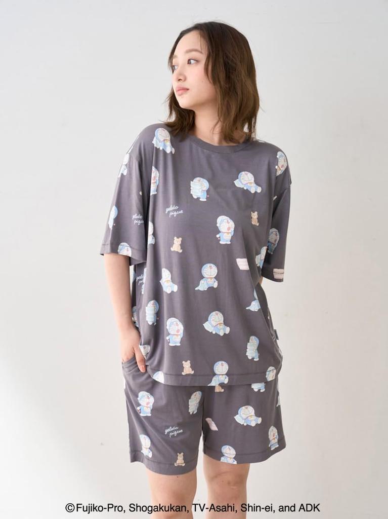 Gelato Pique Doraemon [Unisex] Good Morning/Good Night T-Shirt PUCT254206 CGRY S-M