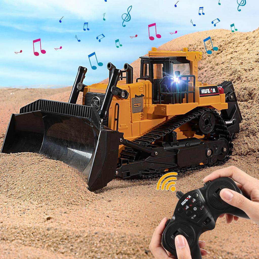 Huina1:Bulldozer télécommandé 16 1554 11 canaux, véhicule électrique robuste pour enfants, jouet, cadeaux pour enfants