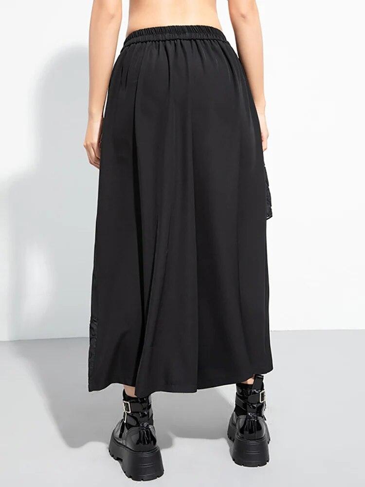 Xitao Casual Patchwork Pant Solid Color Elastic Waist Women Wide Leg Pants LYD1780