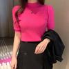 2024 Korean Style Women's Slim High Neck Knit Top - Spring/Autumn Layer