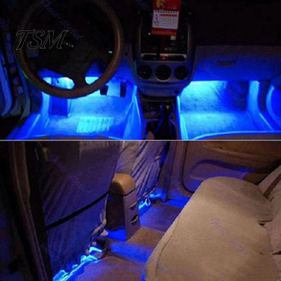 4 In 1 12V Blue Car Atmosphere Lamp Charge LED Interior Floor Decoration Lights