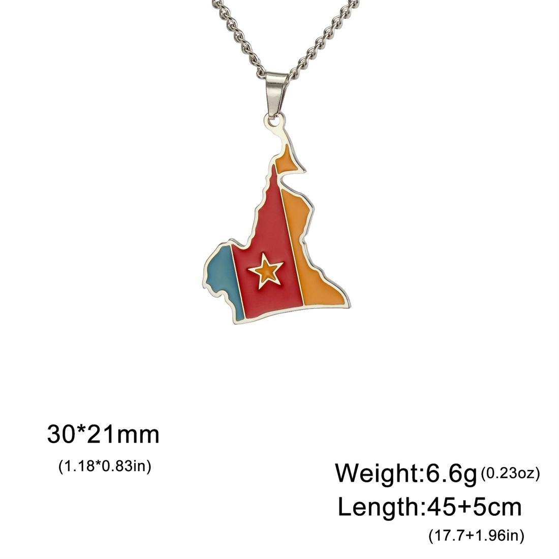 

Stainless Steel African Map Necklace Cameroon Rwanda Congo Berber Somalia Ghana Botswana Tanzania Flag Patriotic Jewelry