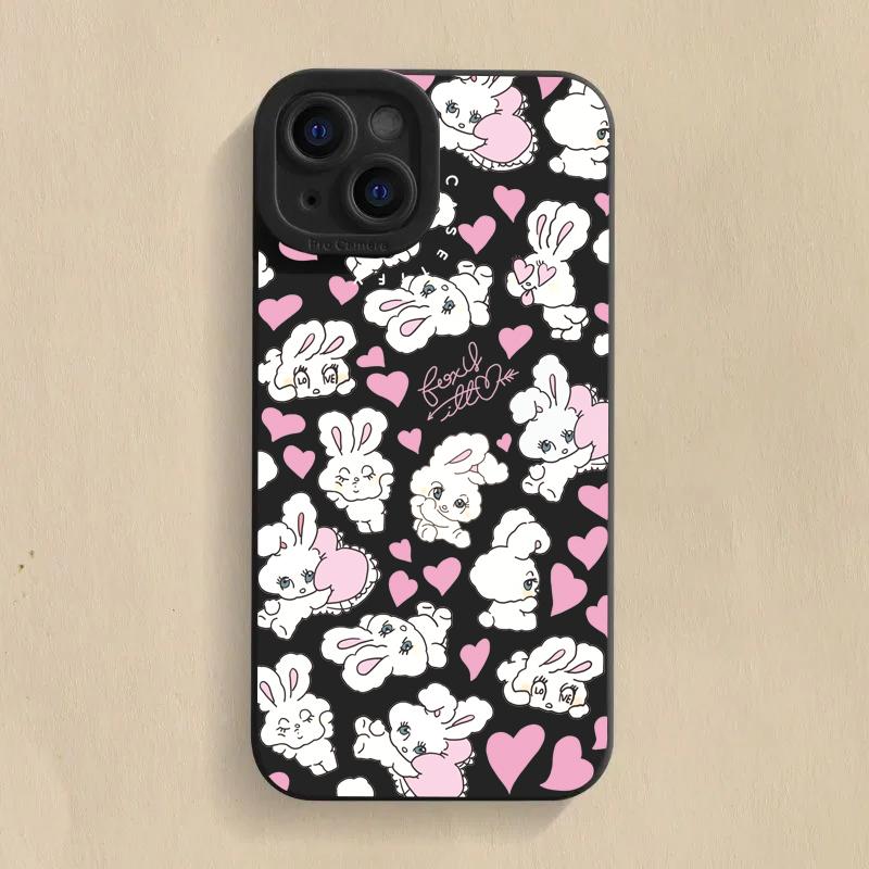 Cute Colorful Rabbit Silicone Phone Case For  Redmi Note 13 12 11 Pro Plus 13 12S 11S 11 10S 10 Redmi 12 4G 13C Soft Cover