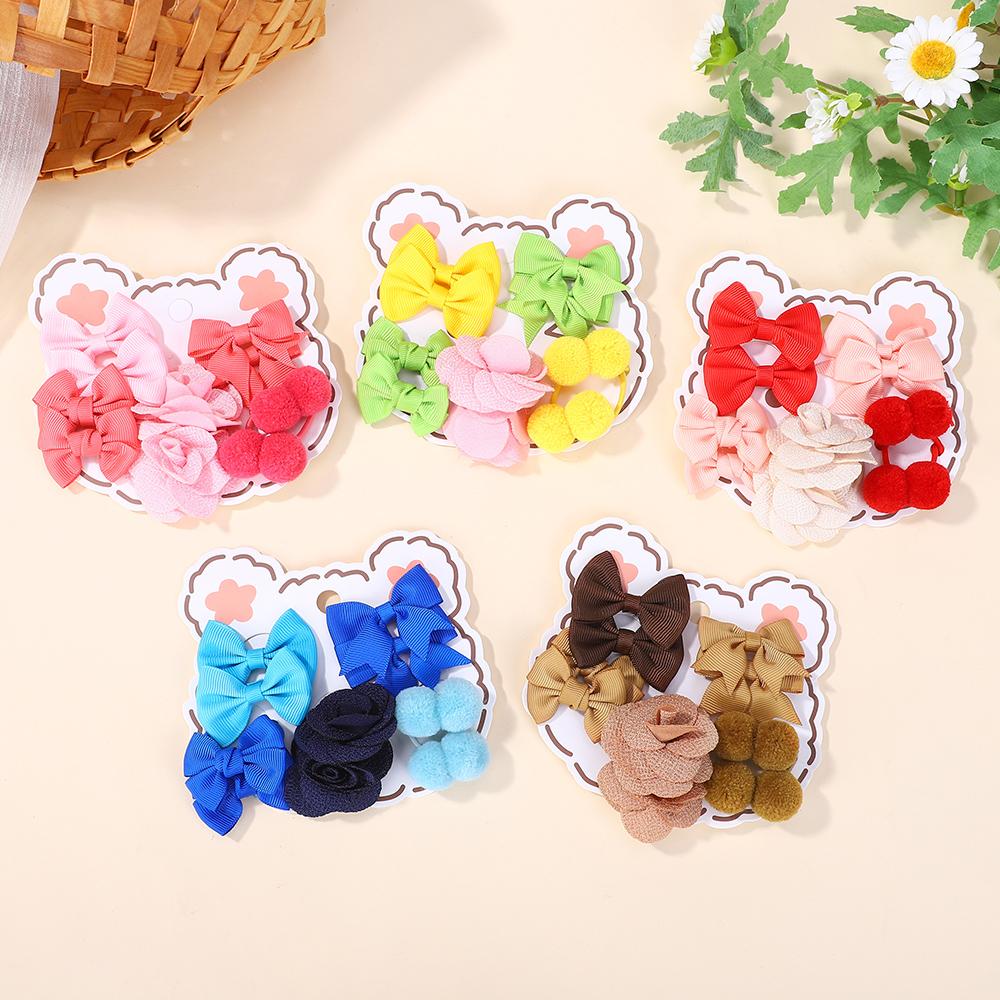 40Pcs/Set Girl Cute Flower Bow Scrunchies Rubber Bands Kids Random Sweet Hair Bands Hair Tie Kid Hair Accessories Holiday Gift