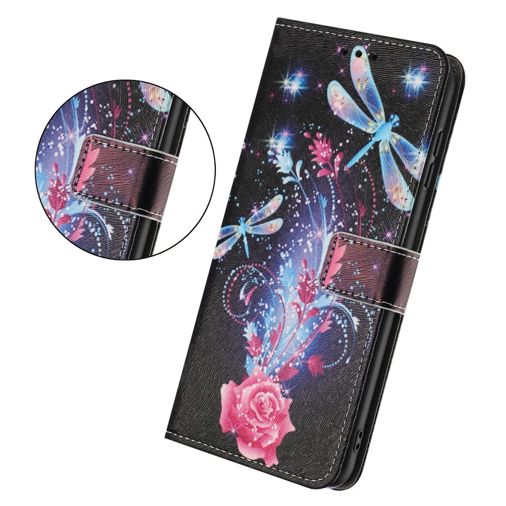 Libellen Rosa Rose PU Leder Geldbörse Klapphülle Fotorahmen Buchhülle für iPhone Samsung Huawei Honor Xiaomi Redmi Oppo Infinix Tecno Google...