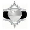 s/Set Stackable Heart Crown Ring Set for Women Black Silicone Band with CopperPlated CZ Crystal Engagement Wedding Jewelry V