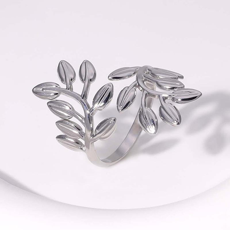 Stainless Steel Gold Color Flower Rings for Women Men Geometric Irregular Texture Opening Adjustable Finger Rings Jewelry Gifts