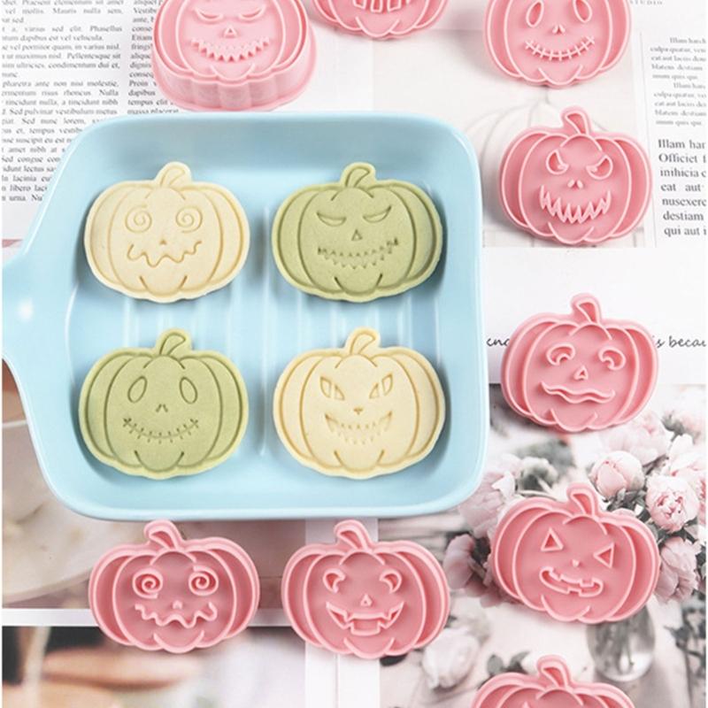 Halloween Cookie Molds 3D Pumpkin Shape Plastic Cutters Stamps Set For Professional Cookie Cakes And Sugar Art Creation