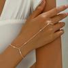 Trendy Gold Color Square Hand Chain Ring Bracelet For Women Simple Metal Link Chain Handmade Beaded Bracelets Jewelry Gift