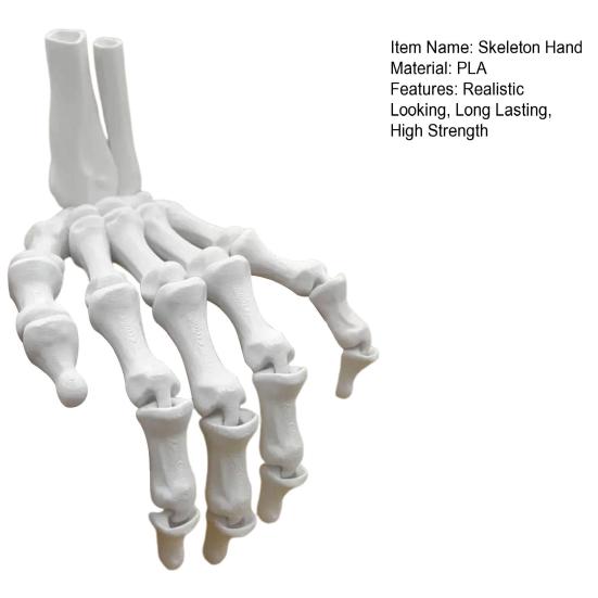 3D Printed Halloween Skeleton Hand Realistic Looking Widely Used Fake Human Hand Party Terror Scary Props Decoration