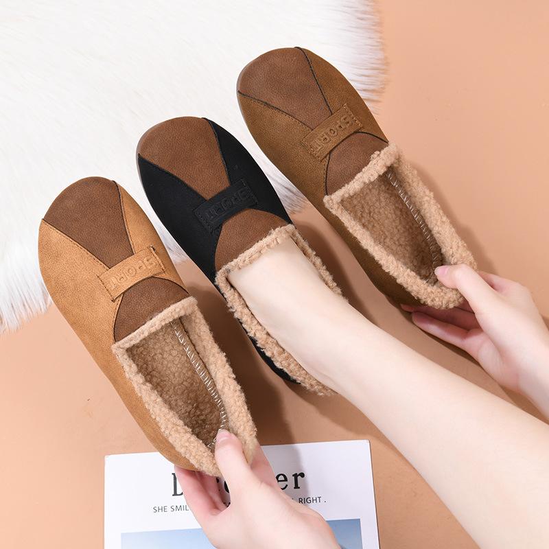 Cotton Shoes Women's New Casual Velvet Thickened Mother Shoes One Pedal Fashion Versatile Warm Doudou Shoes 2025 Direct Sales