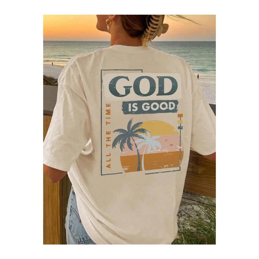 Tricou supradimensionat cu imprimeu Fume Good Luck