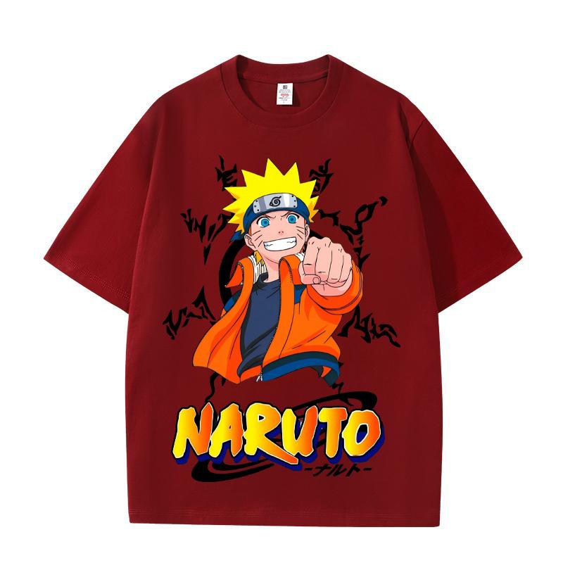 Naruto Anime Peripheral Short Sleeved Tshirt Trendy Teenage Loose Clothing Summer New Style Naruto Printed Cotton Short Sleeve