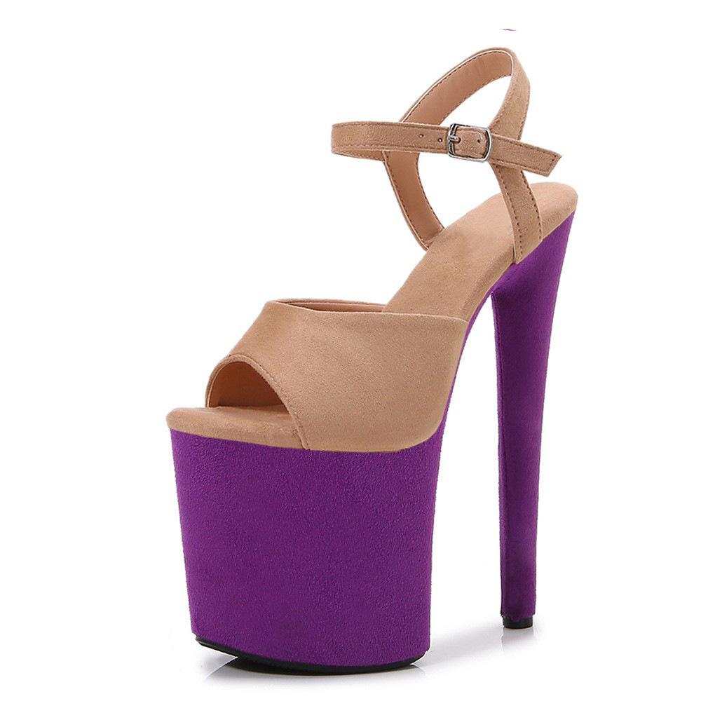 20CM Stoffbezogene Dünne Plateau-Absatz Stangen Tanz Trainings Sandalen, Rutschfeste Sky High Catwalk Modell Stilettos SY-HY-S121