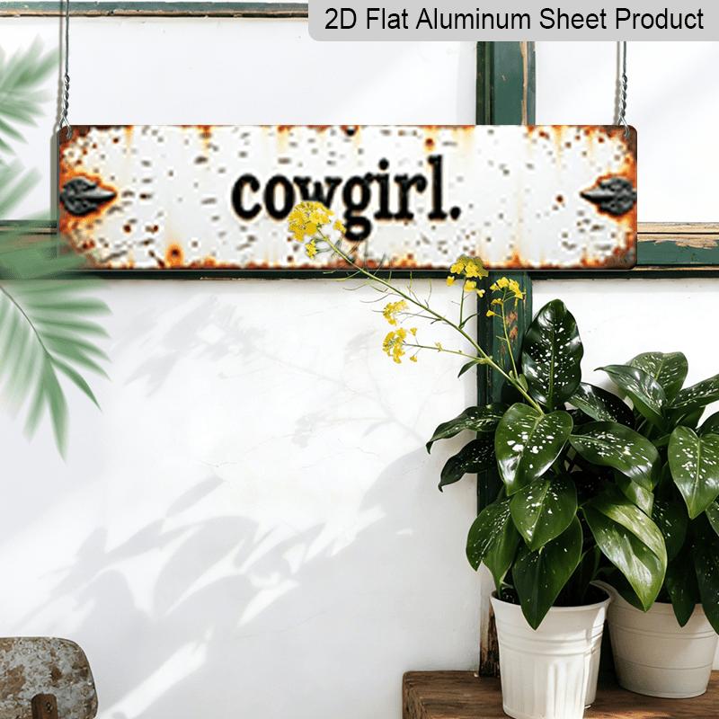 2D Flat, 1pc, "Cowgirl" Metal Sign, Aluminum Decorative Sign, Novelty Street Sign, Home Decor, Room Decor, Wall Decor, Restaurant Decor, Bar Decor