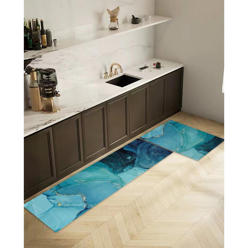 Microfiber Kitchen Two-piece Floor Mat Foot Pad Home Balcony Carpet Long Non-slip Oil Absorption and Water Absorption