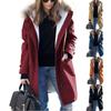 Fall Winter New Women's Extra Long Coat, Loose Fur Collar Hooded Overcoat, European American Style Outerwear