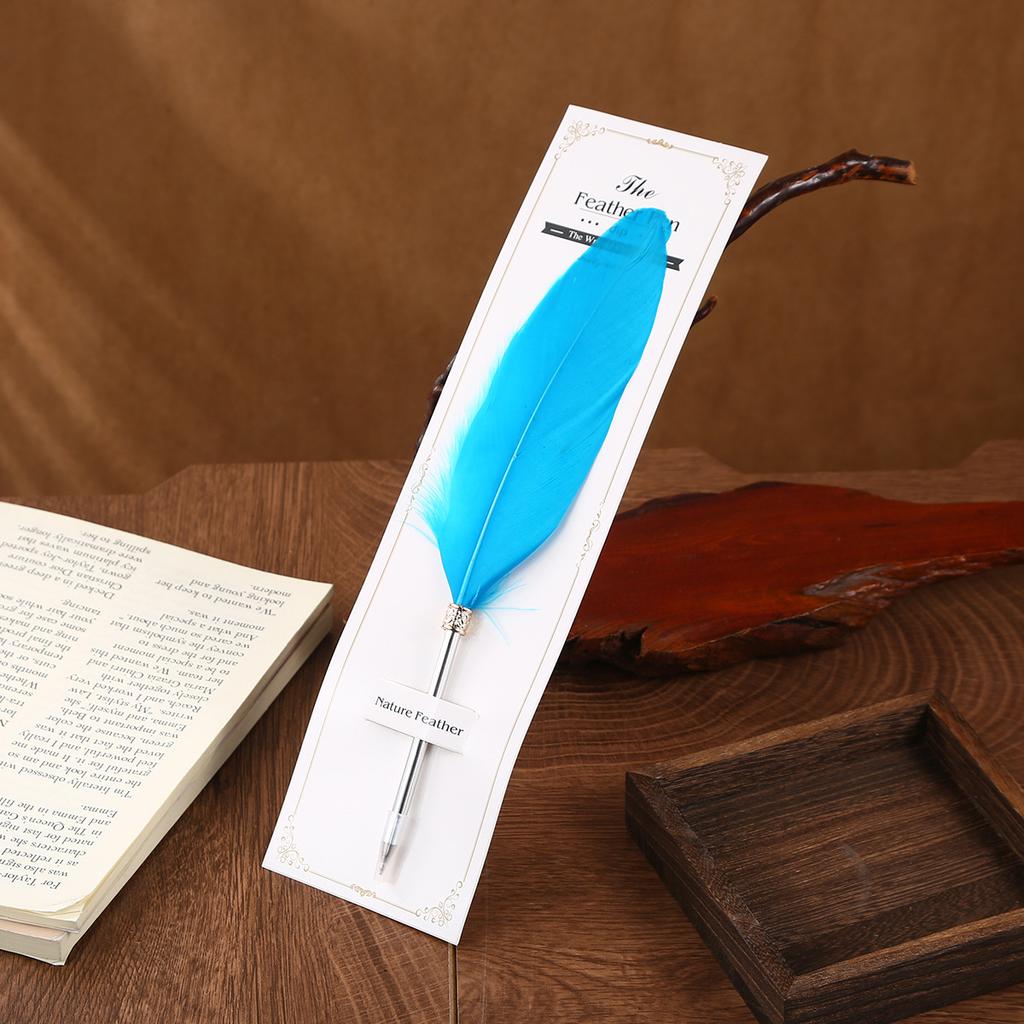 Feather Ballpoint Pen Creative Retro Goose Feather Shape Ballpoint Pen Cute Puzzle Student Stationery
