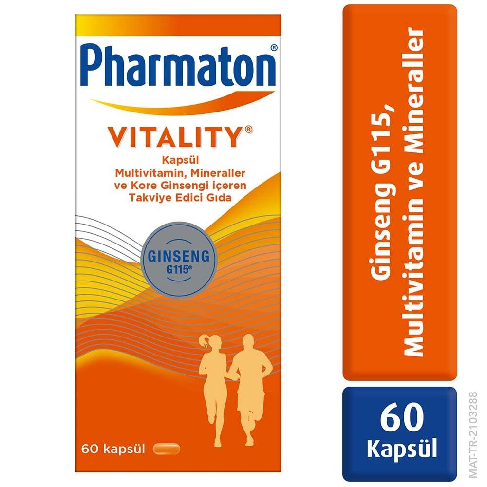 Pharmaton Vitality - Multivitamin-, Mineralstoff- und Koreanischer Ginseng G115®-Nahrungsergänzungsmittel, 60 Tabletten