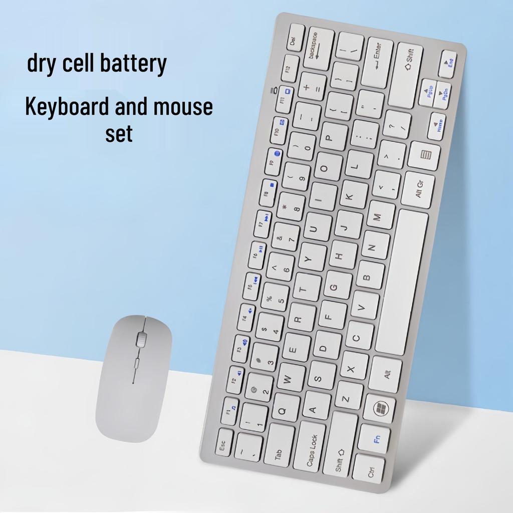 2.4G Silent Portable Wireless Bluetooth Keyboard & Mouse Set for Mobile, Tablet, Laptop - Battery Powered