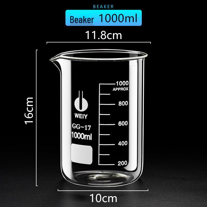 High-Temperature Resistant Glass Beaker Set: 50/100/150/500/1000ml Graduated Measuring Cups.