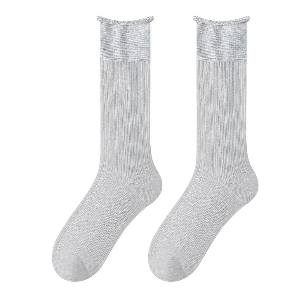Summer Girls' Crystal Silk Stockings, Mid-calf Socks, Light, Breathable and Versatile, College-style Socks