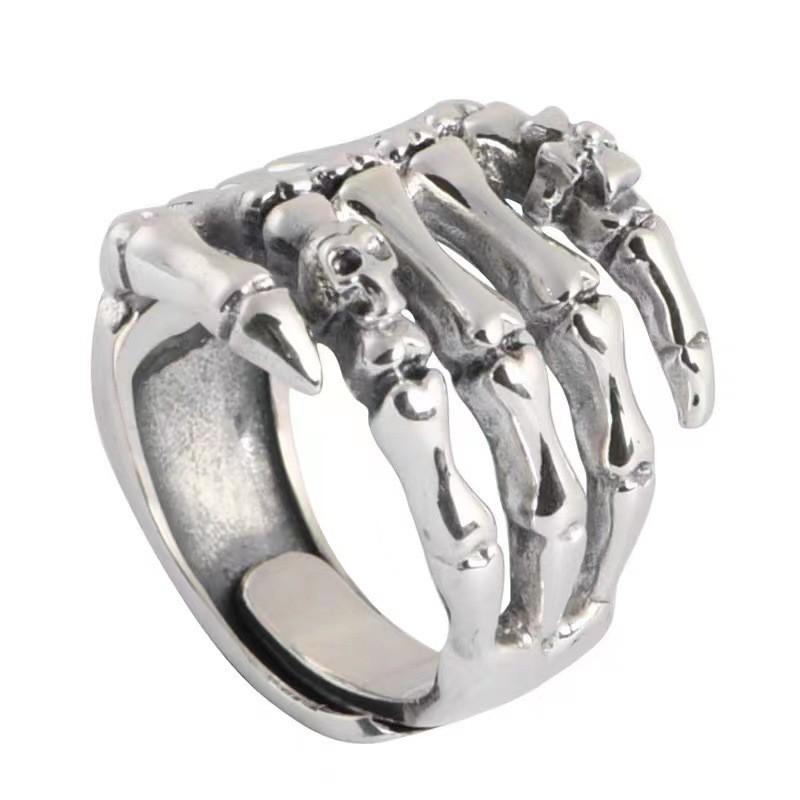 Punk Skull Claw Ring Adjustable Plated Gothic Retro Unisex Statement Jewelry Men Women Couples