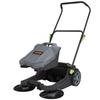 Walk-behind Hand Push Floor Sweeper, 25.6" Sweeping Width Floor Sweeper Manual Non-Electric, 5-Gallon Waste Container, Angle & Height Adjustable